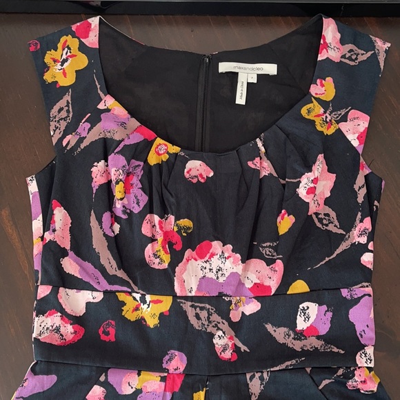 Max and Cleo Black Flowered Sleeveless Dress Sz 2 - Picture 9 of 14